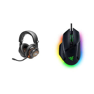 JBL Quantum ONE Over-Ear Professional Gaming Headphones – Black & Razer Basilisk V3 - Wired, Customizable Gaming Mouse with Chroma RGB for PC/Mac (10+1 Programmable Buttons) Black on Sale